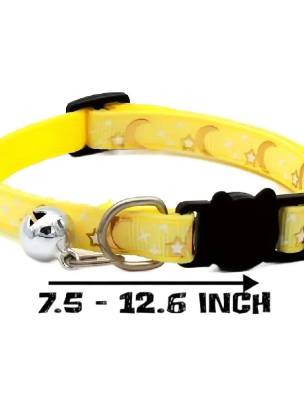 Astrology Collar Yellow Kitty Cat Puppy Dog Breakaway Bell Adjustable Moon Stars